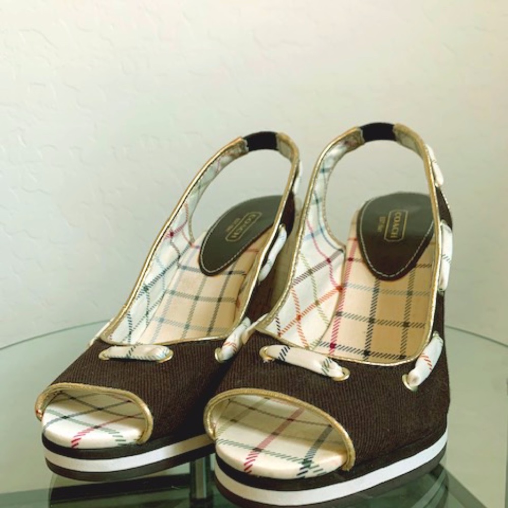 Coach designer brown sling backs size 9 1/2